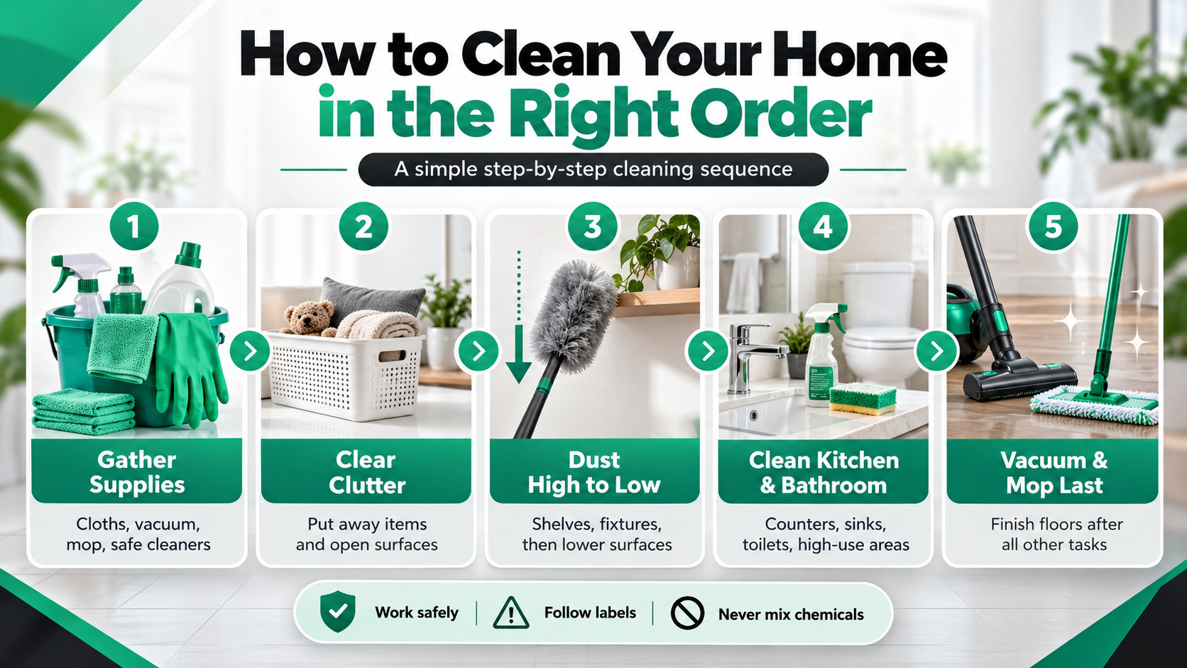 How to Clean Your Home in the Right Order